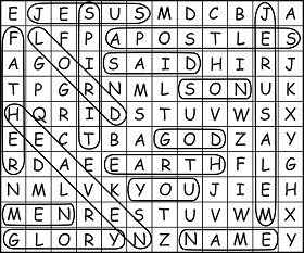 Sunday Funday Children's Activity, Wordsearch Solution