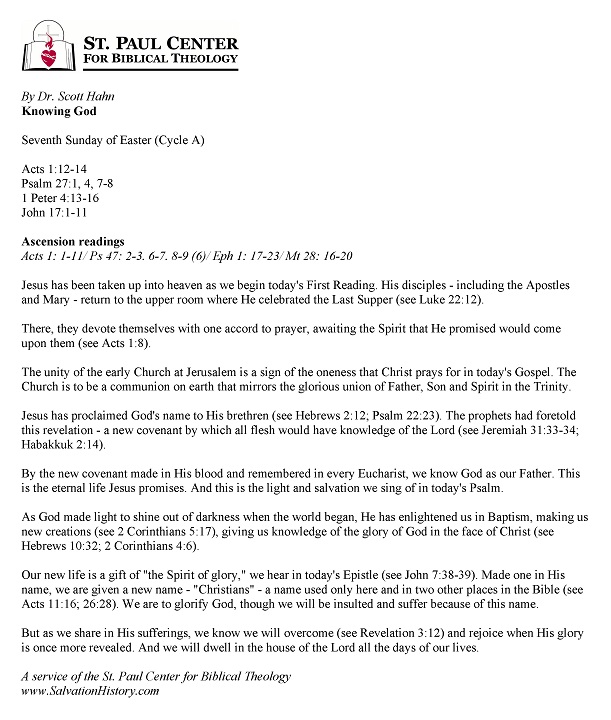 Reflections Column by Dr. Scott Hahn