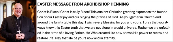Clipart, Boston Archdiocese, Archbishop Henning message for Easter, English, full page width