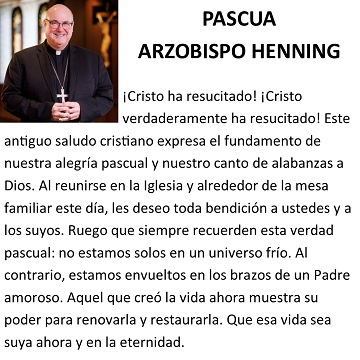 Clipart, Boston Archdiocese, Archbishop Henning message for Easter, Spanish, half page width