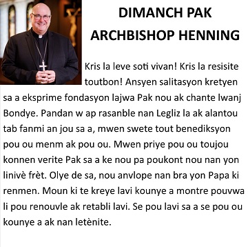 Clipart, Boston Archdiocese, Archbishop Henning message for Easter, Haitian Creole, half page width