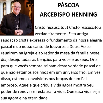 Clipart, Boston Archdiocese, Archbishop Henning message for Easter, Portuguese, half page width