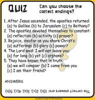 Sunday Funday Children's Activity, Quiz