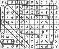 Sunday Funday Children's Activity, Wordsearch Solution