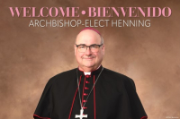 Bulletin Cover, BC_BostonArchbishop-elect_HenningJ1HorzENES, Welcome Archbishop-elect Henning, English and Spanish