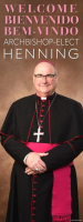 Bulletin Cover, BC_BostonArchbishop-elect_HenningJ1VertENESPT, Welcome Archbishop-elect Henning, English Spanish and Portuguese