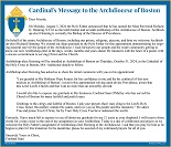RCAB Content, August 5, 2024, Cardinal Sean letter to the Archdiocese of Boston on the appointment of  Archbishop-elect Richard G. Henning as the next archbishop of Boston