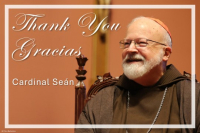 Cardinal Sean, Thank you, Horizontal half-page, English-Spanish