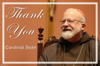 Cardinal Sean, Thank you, Horizontal half-page, English