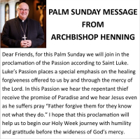 Clipart, Boston Archdiocese, Archbishop Henning message for Palm Sunday, English, half page width